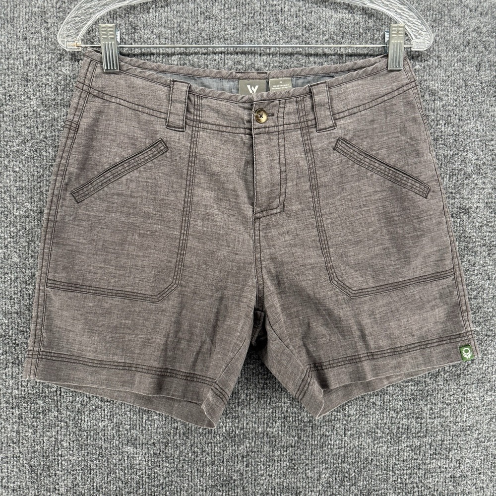 White Sierra Shorts Womens 4 Brown Gray Flat Front Casual Hiking Outdoor Preppy